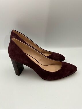 Essex Lane Pumps Size 8.5 Burgundy Suede Block Croc Embossed Heel Pumps